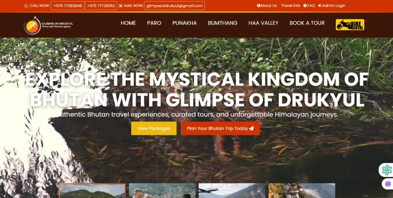 Website Design for Glimpse of Bhutan by Darjeeling Infotech