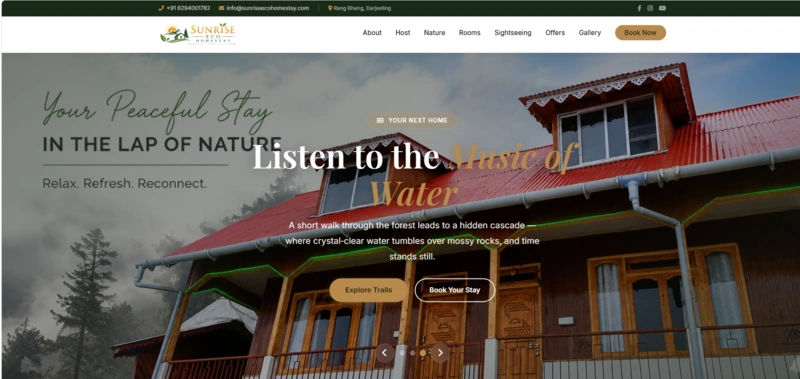 Website Design for Sunrise Eco Homestay by Darjeeling Infotech